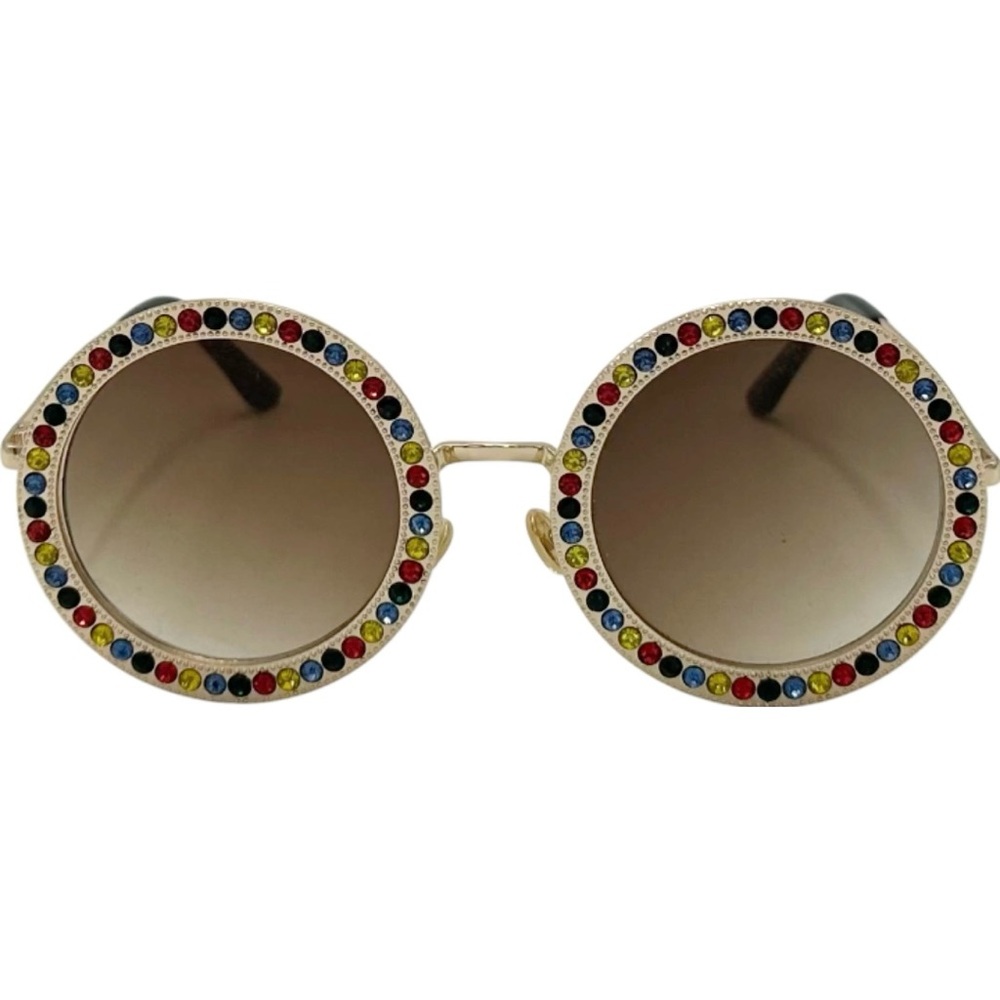 Round Oversized Rhinestone Sunglasses Women’s Retro Crystal